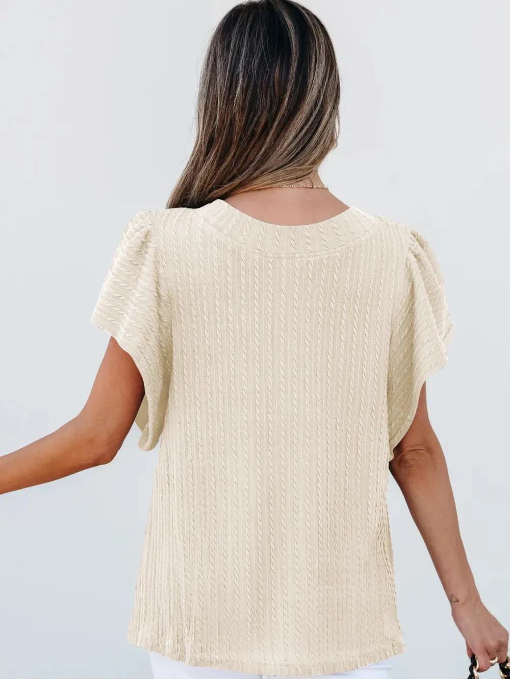 Round Neck Ruffle Sleeve Top, image 13