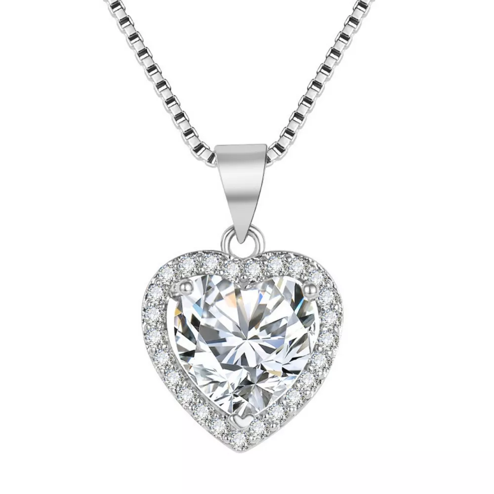 2 Carat Moissanite 925 Sterling Silver Heart Pendant Necklace, image 5