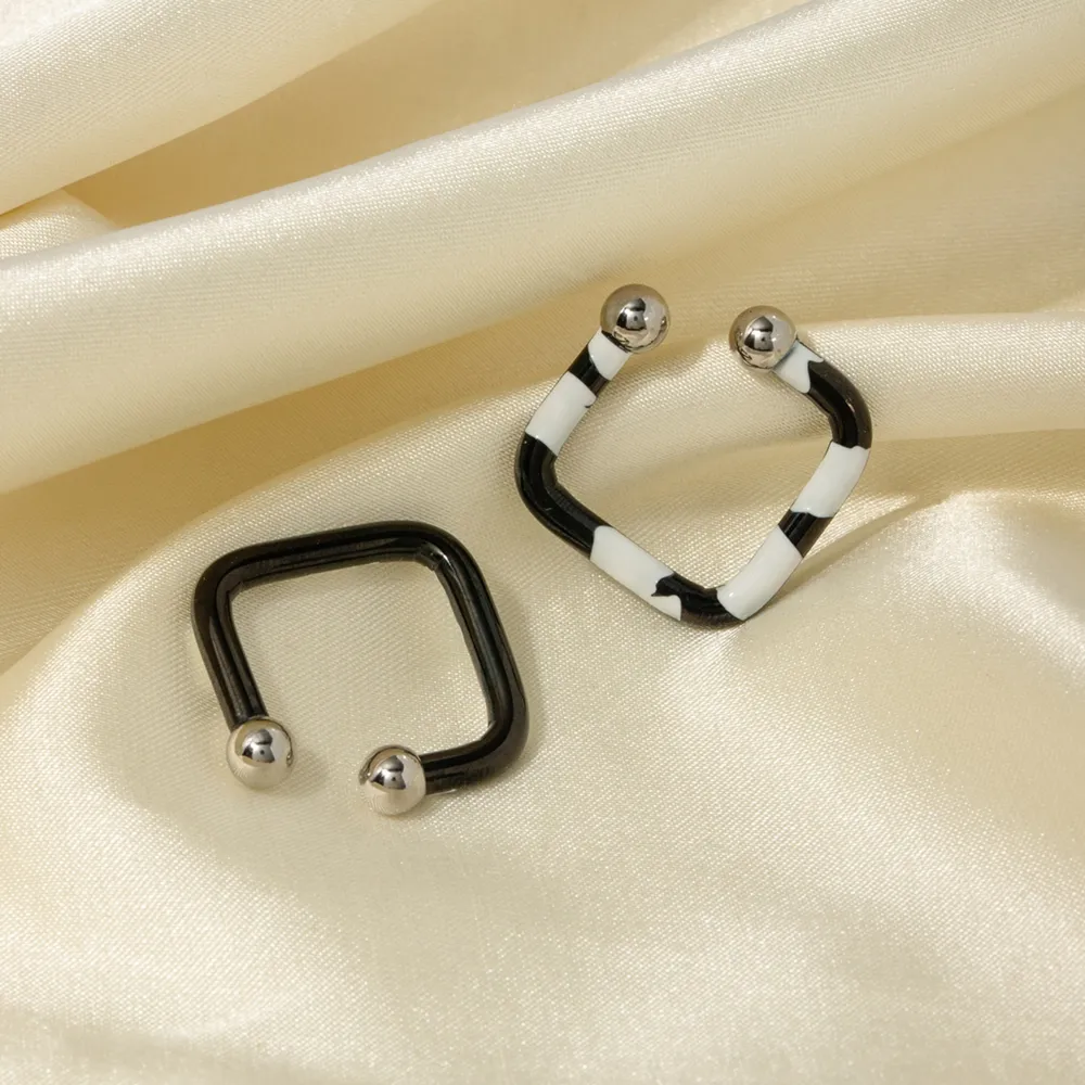 Stainless Steel Oil Drip Cuff Earrings, image 3
