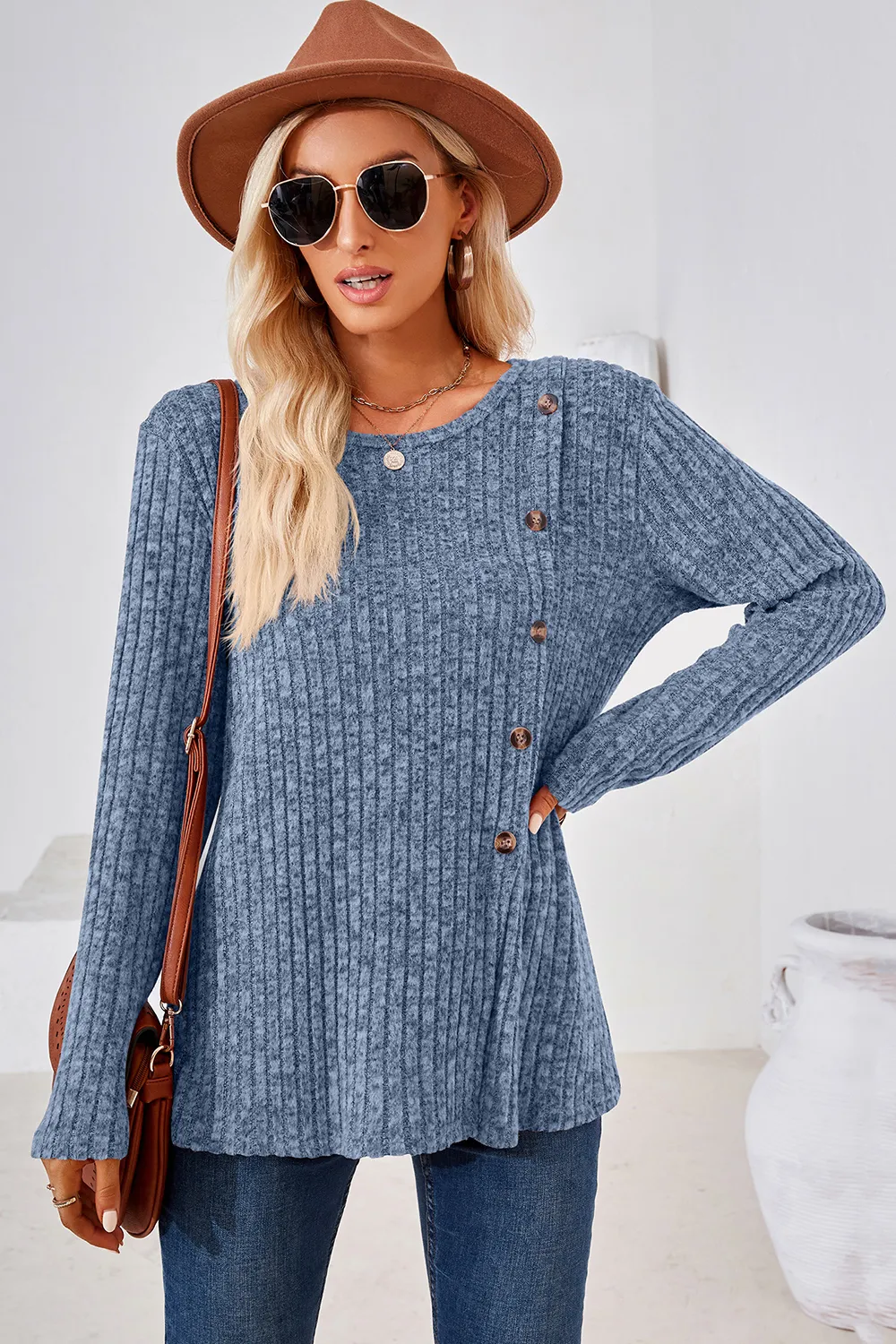 Round Neck Long Sleeve T-Shirt, image 3