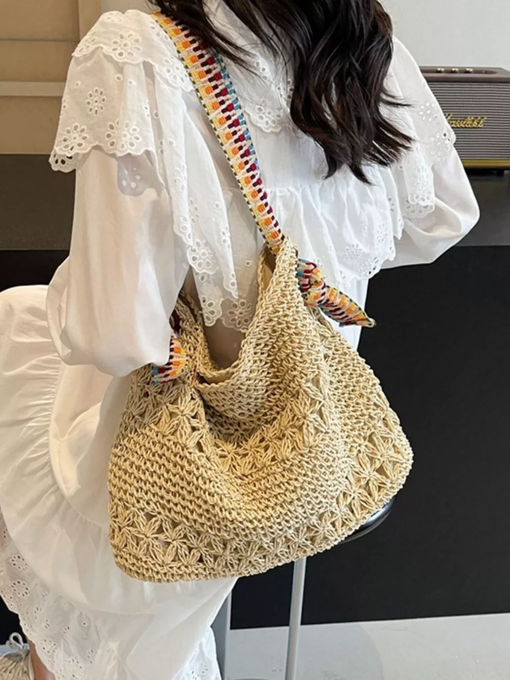 Woven Straw Shoulder Bag, image 5
