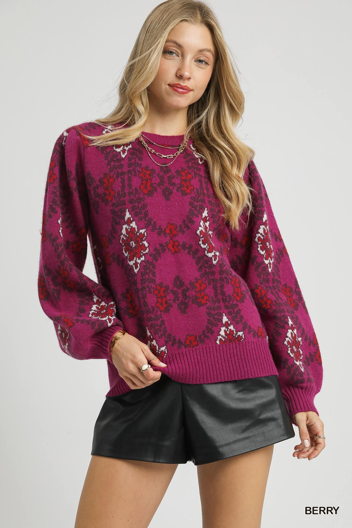 Boho Patterned Long Sleeve Sweater