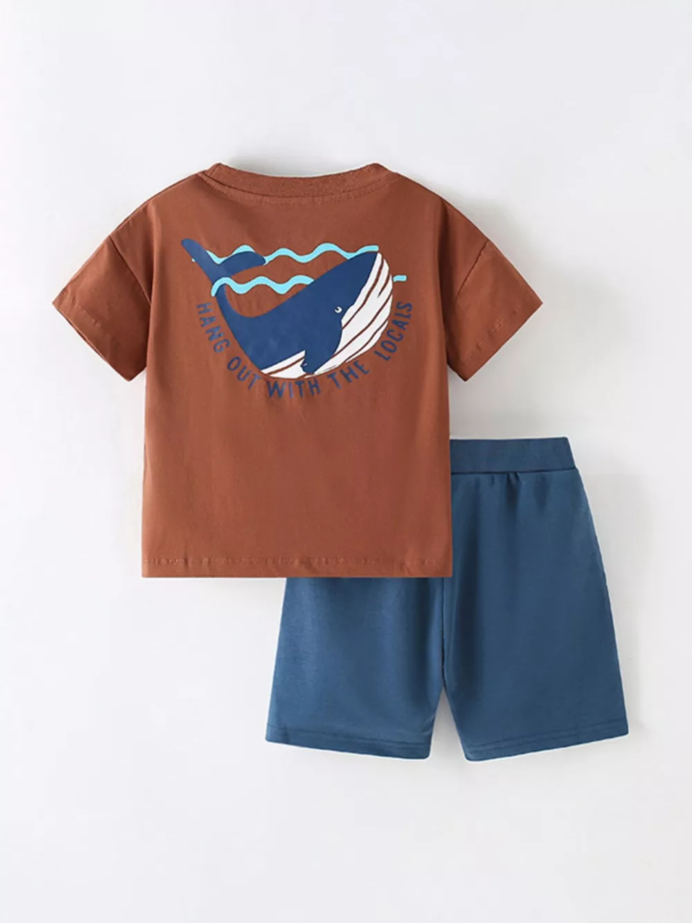 Children's Whale Round Neck Top and Shorts Set, image 2