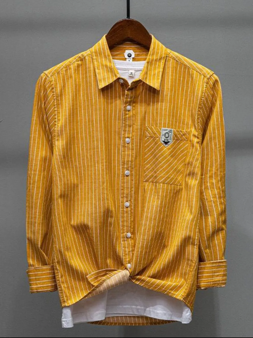 Men's Plus Size Striped Button Up Long Sleeve Shirt, image 4