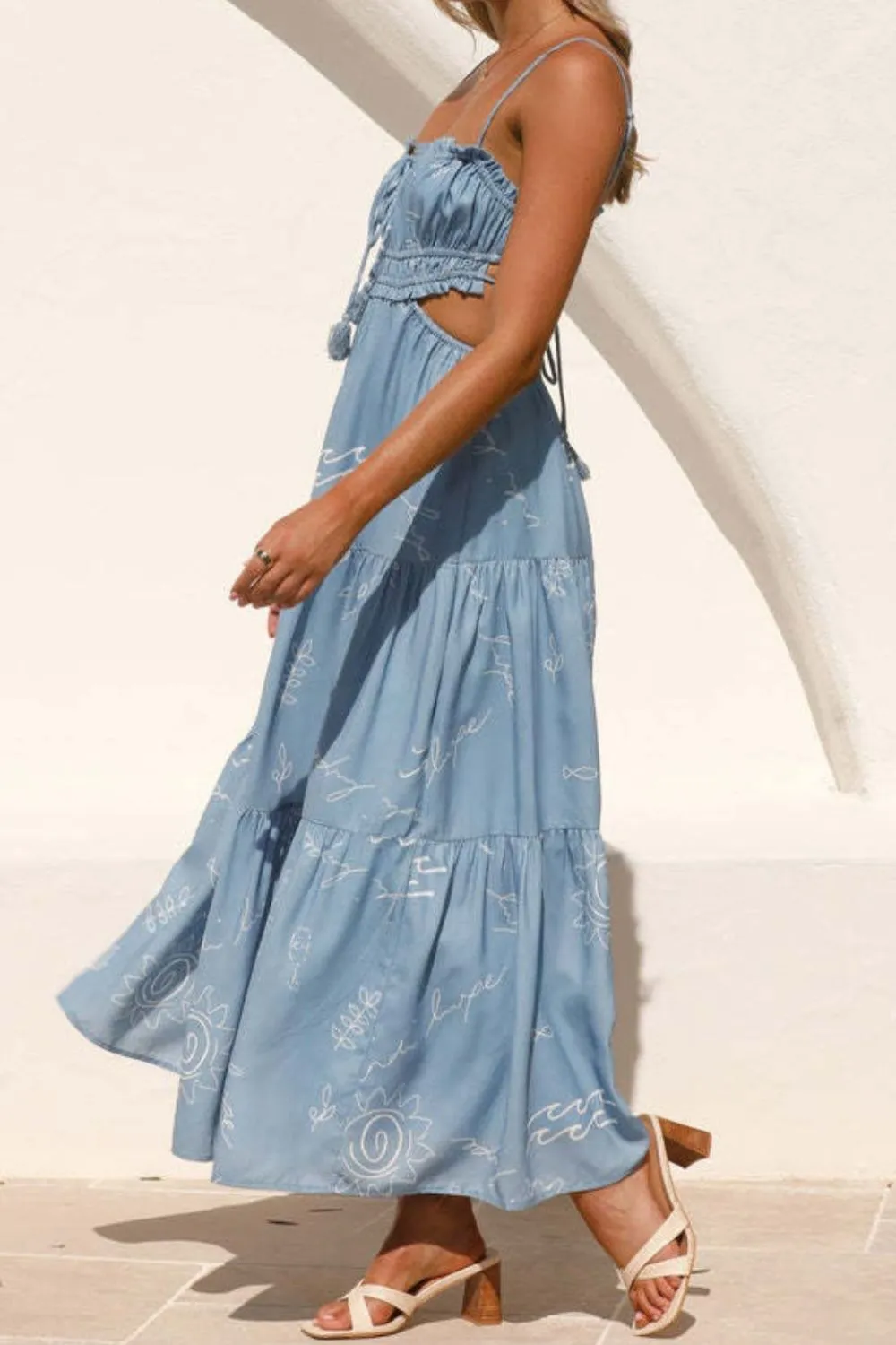 Cutout Printed Sleeveless Midi Cami Dress, image 20