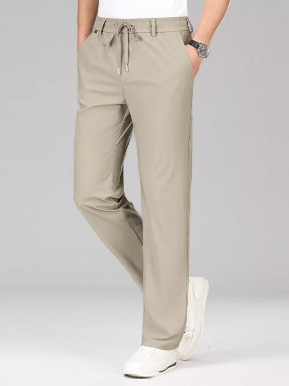 Men's Plus Size Lightweight Drawstring Casual Pants, image 6