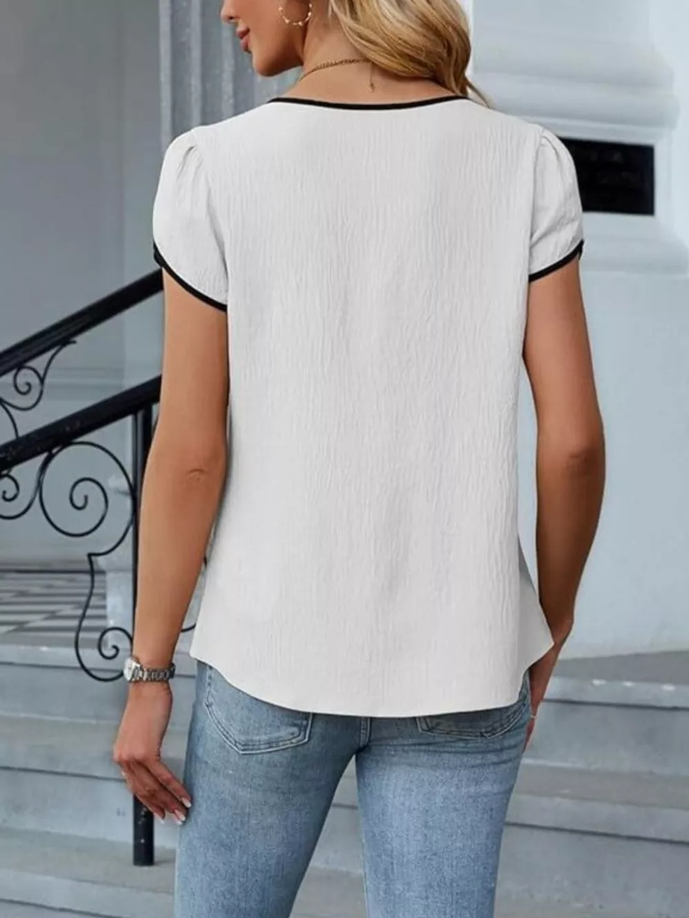 Notched Petal Sleeve Blouse, image 5