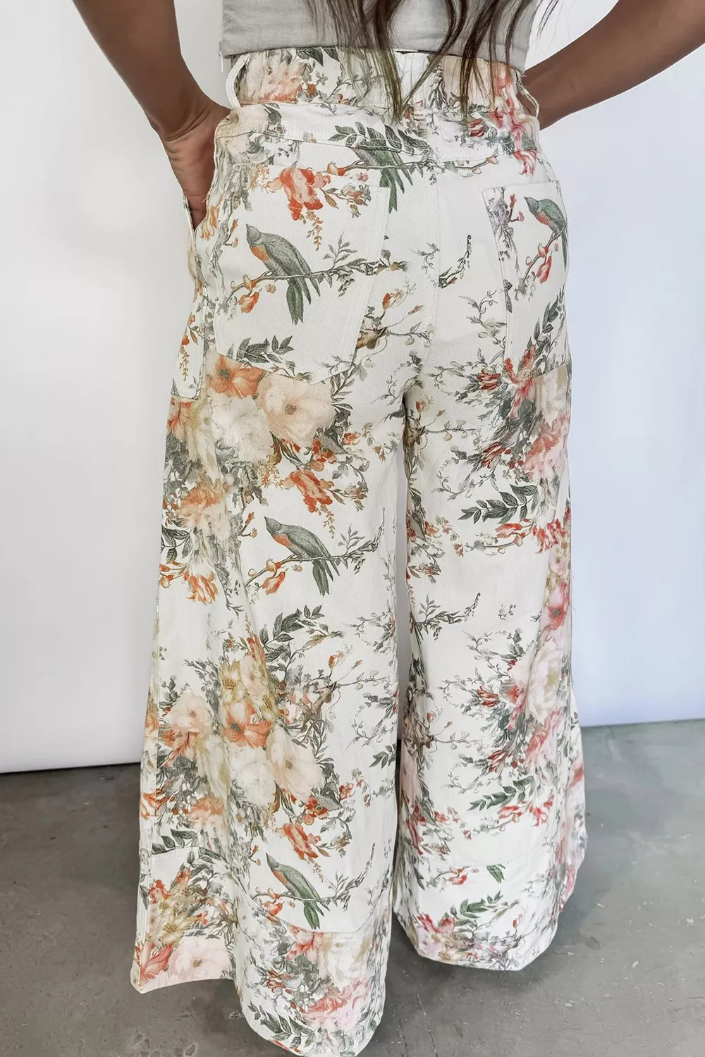Vintage Style Floral Print High Waist Wide Leg Jeans, image 2