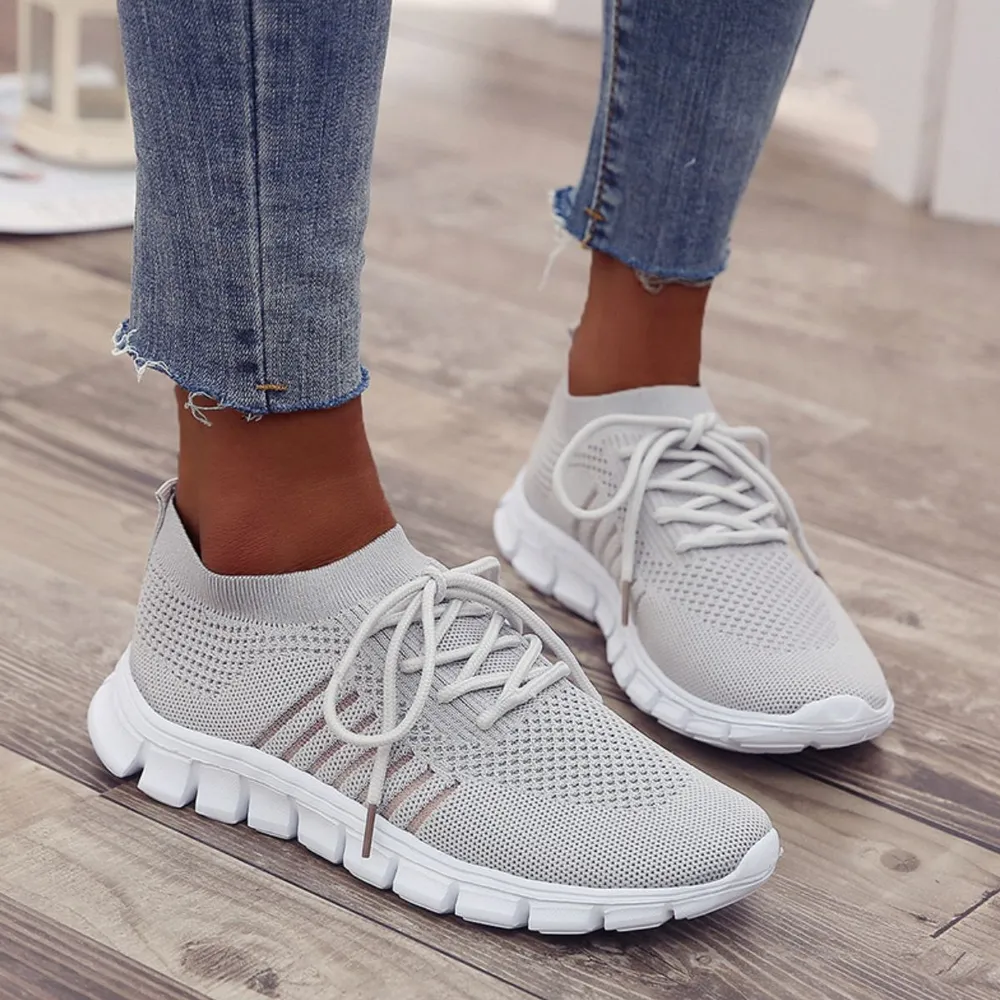 Breathable Mesh Round Toe Lace Up Athletic, image 3