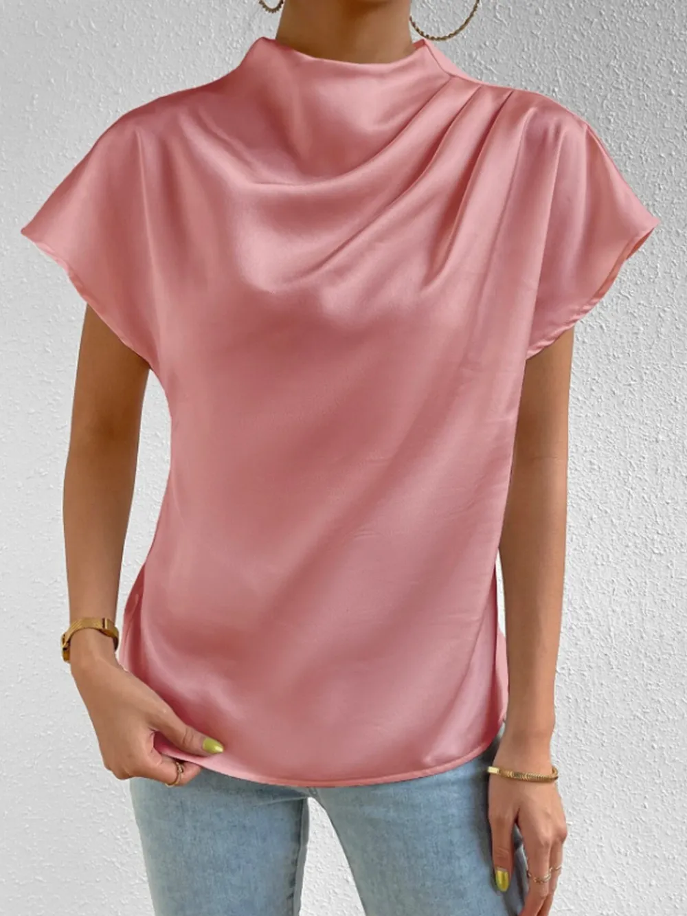 Mock Neck Short Sleeve Blouse, image 29