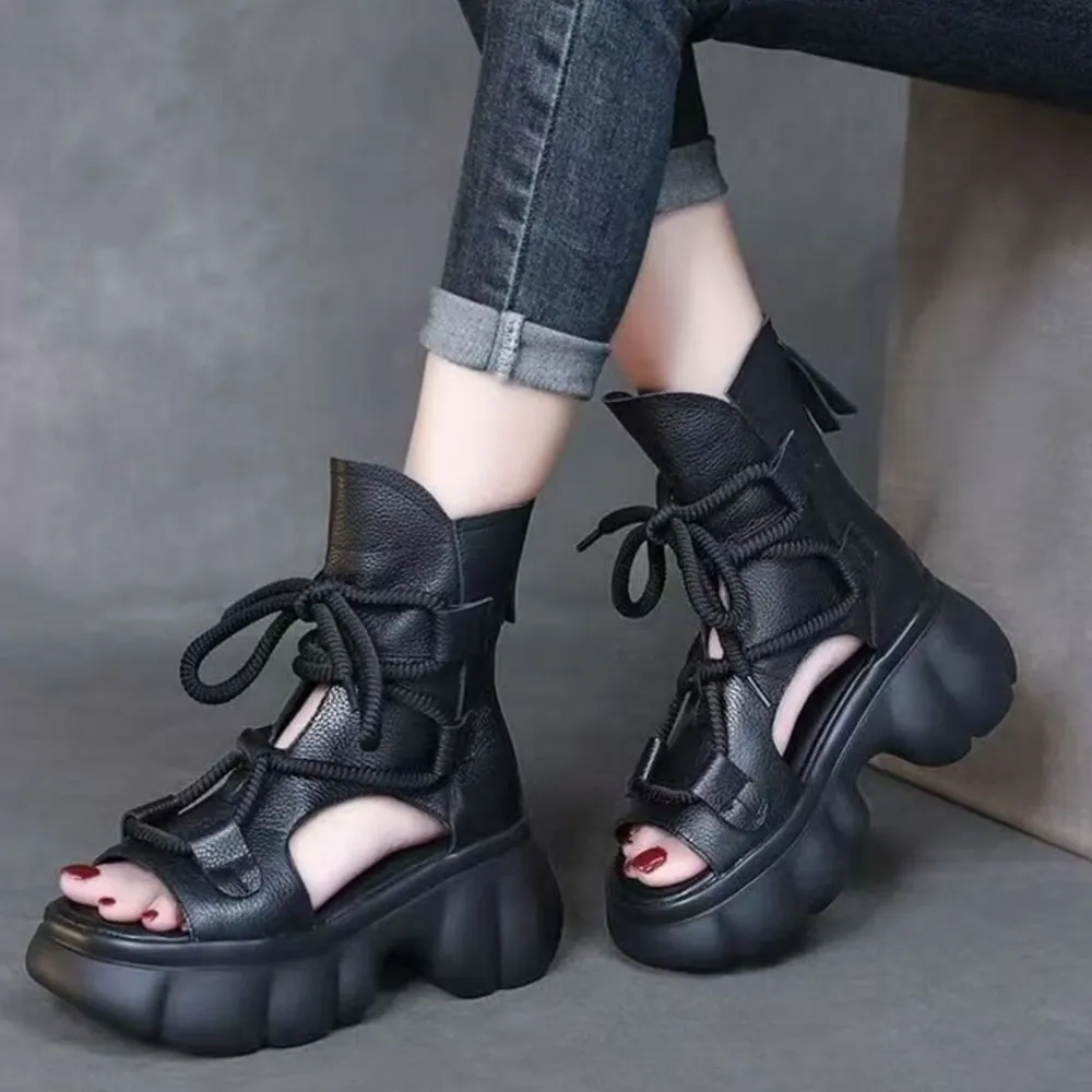 Chunky Platform Lace-Up Sandals, image 3