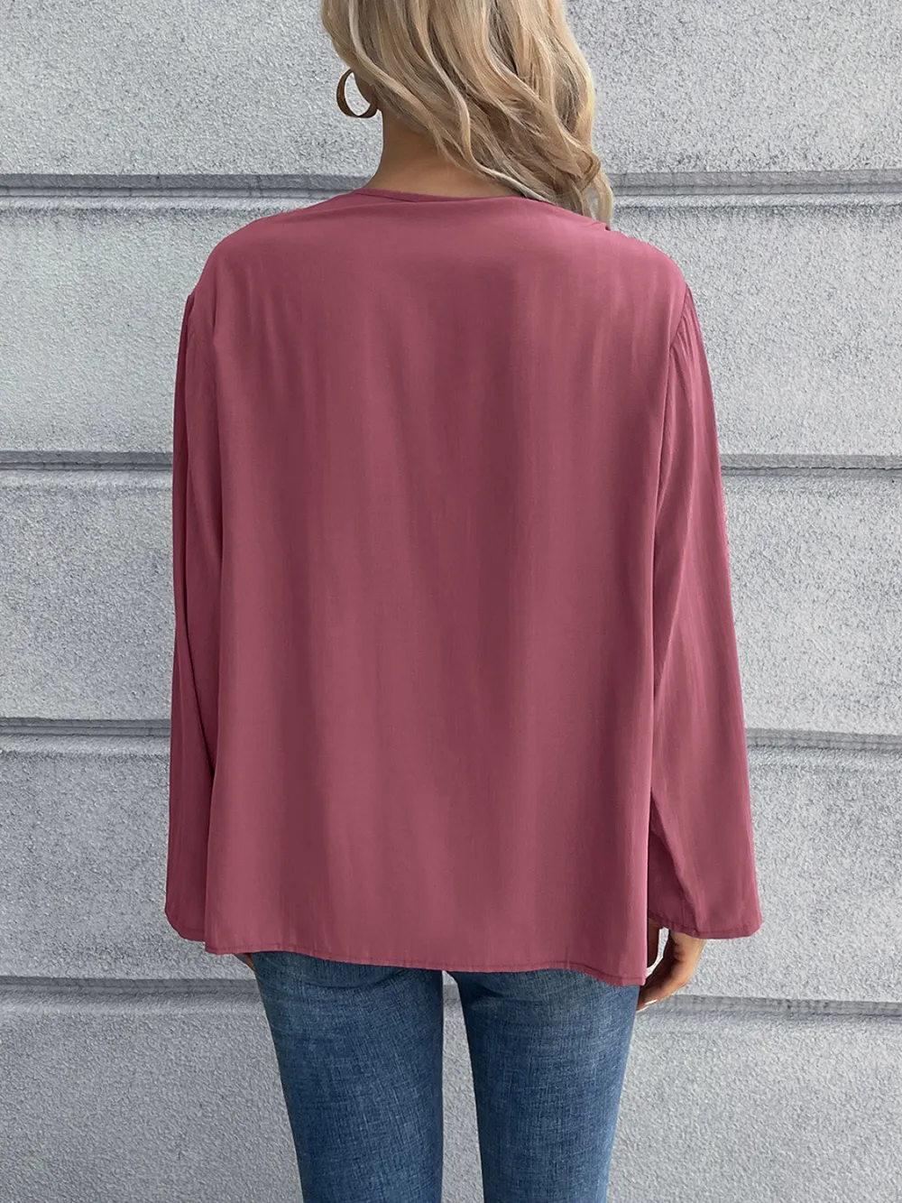 Half Button Long Sleeve Blouse, image 12