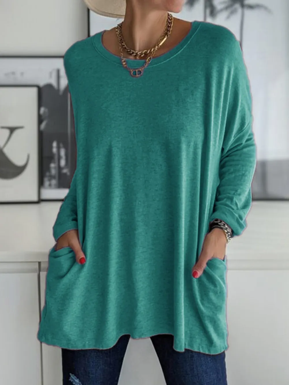 Full Size Round Neck Long Sleeve T-Shirt, image 6