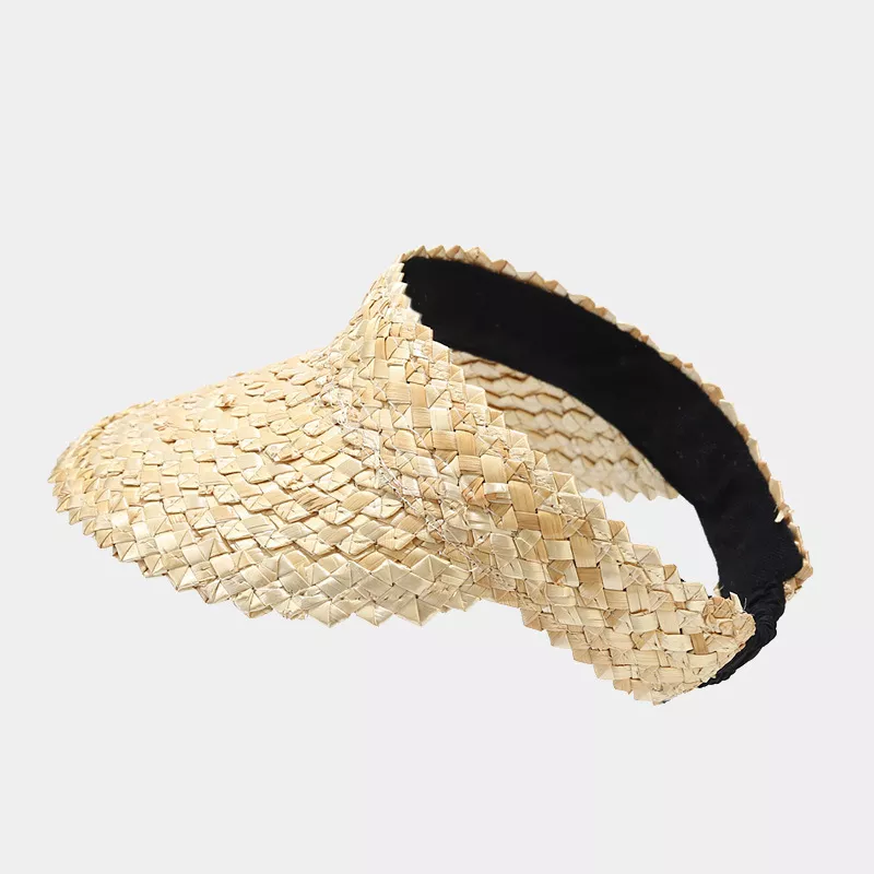 Woven Straw Sun Visor Hat, image 5