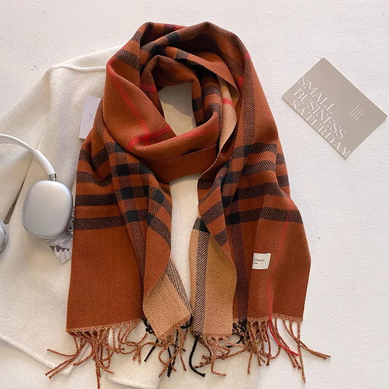 Plaid Fringe Winter Scarf, image 2