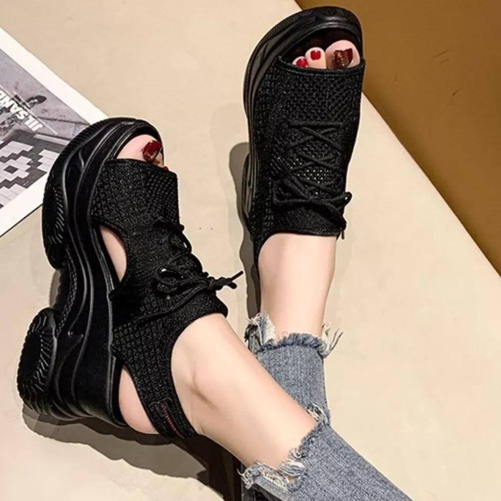 Breathable Mesh Platform Sandals