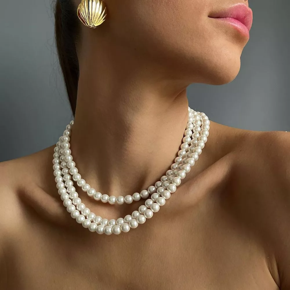 Three-Layered Pearl Necklace, image 2