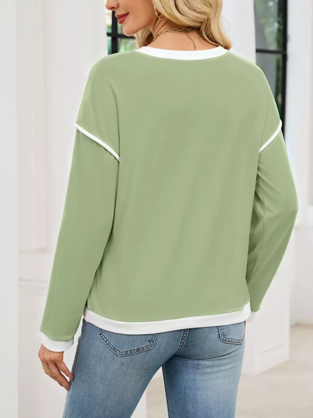 Contrast Trim Long Sleeve Sweatshirt, image 14