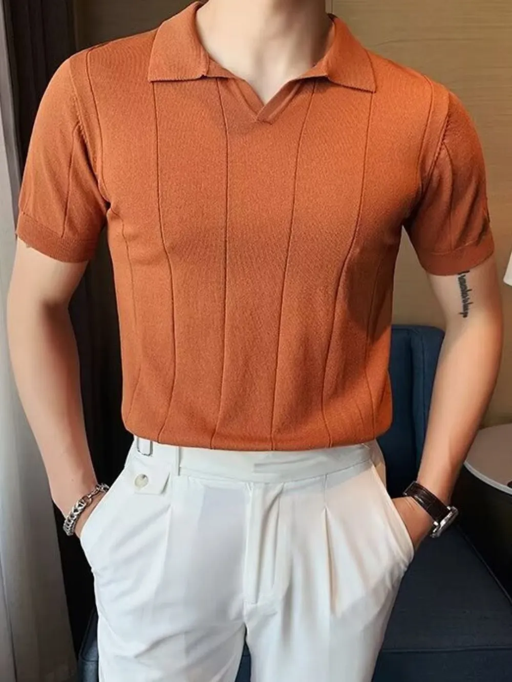 Men's Plus Size Collared Neck Short Sleeve Polo, image 11