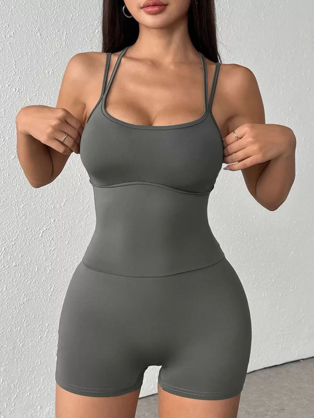 Double Spaghetti Strap Active Romper, image 8