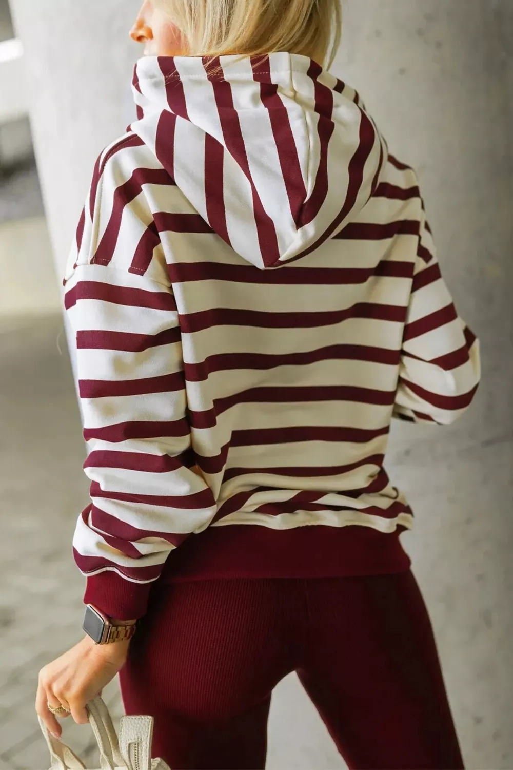 Striped Long Sleeve Hoodie & Leggings Set, image 2