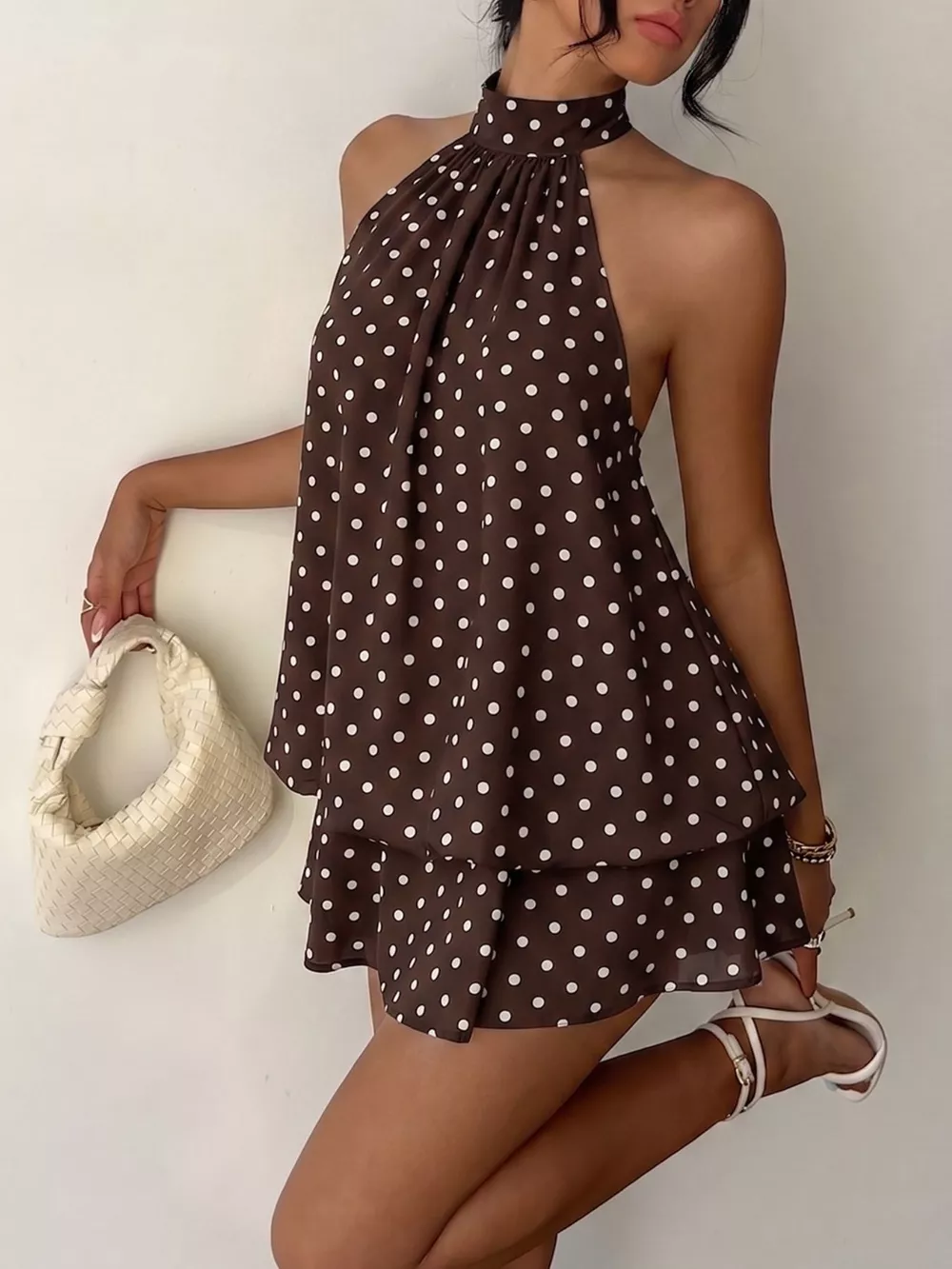 Polka Dot Halter Neck Mini Dress, image 11