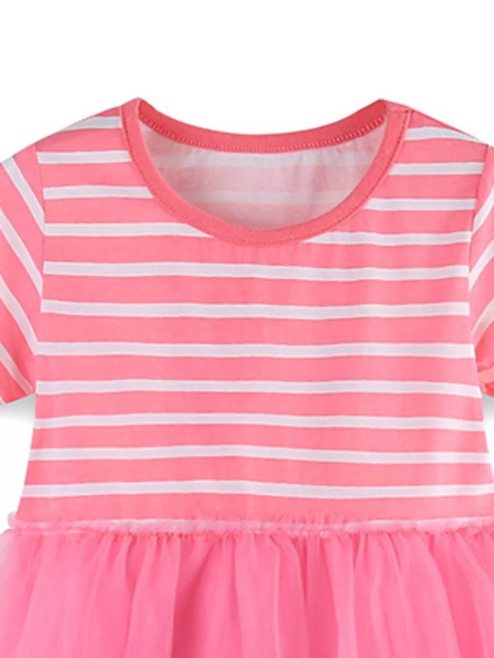 Children's Striped Tulle Dress with Bunny Applique, image 3
