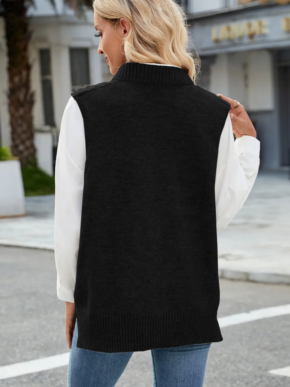 Cable Knit V-Neck Sweater Vest, image 19