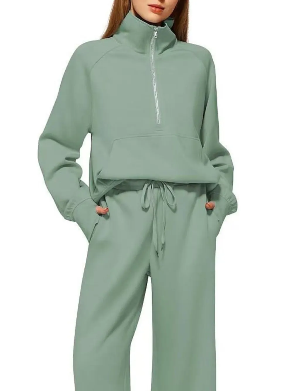 Half Zip Long Sleeve Top and Pants Set, image 12