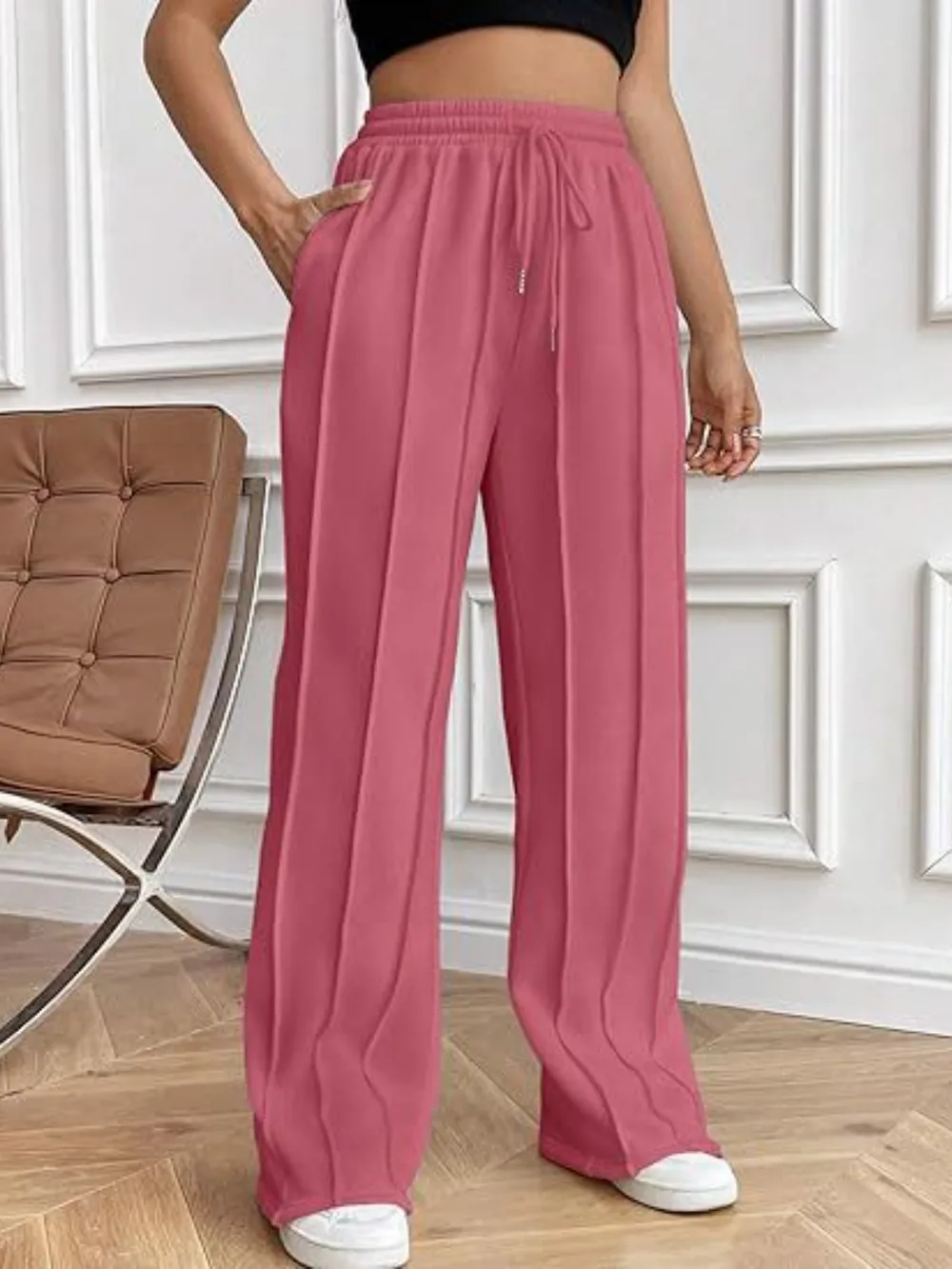 Drawstring Wide Leg Pants with Pockets, image 15