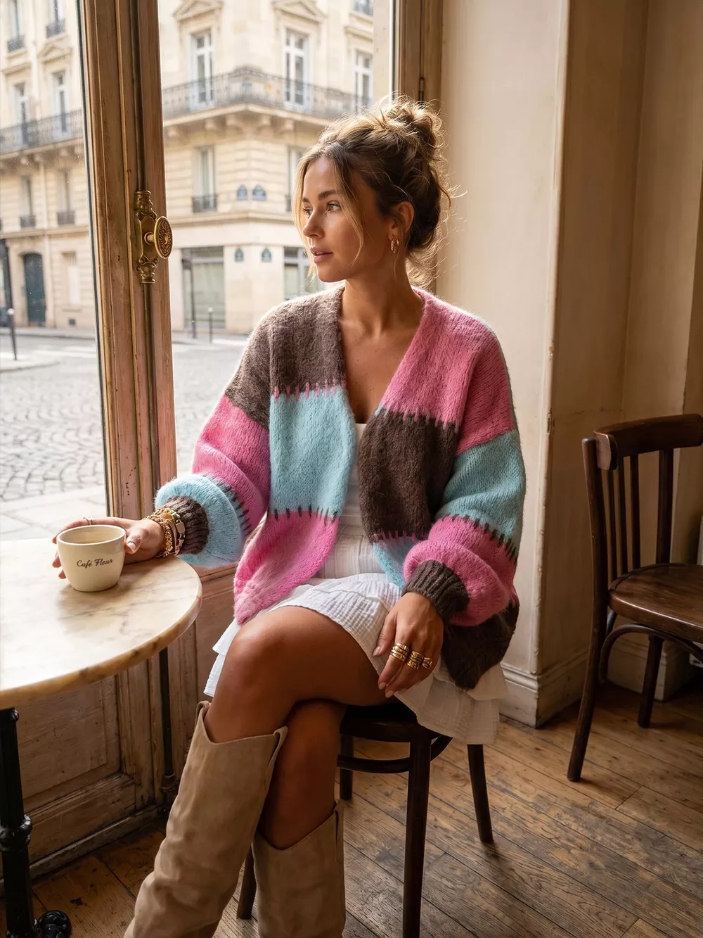 Color-Block V-Neck Cardigan, image 19
