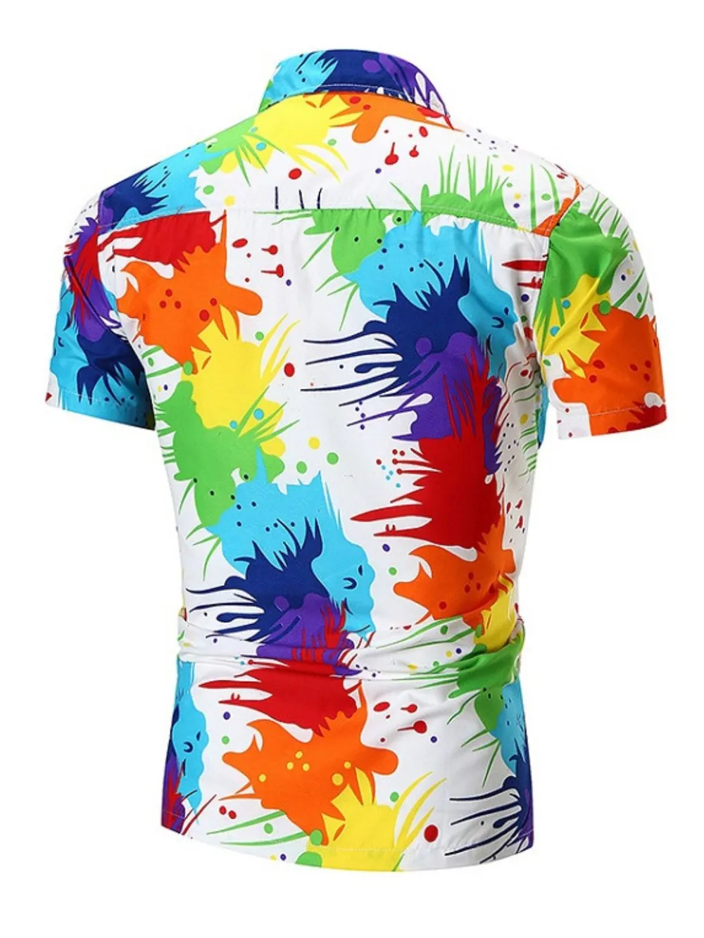 Men's Full Size Paint Splash Short Sleeve Button-Up Shirt Plus Size, image 2