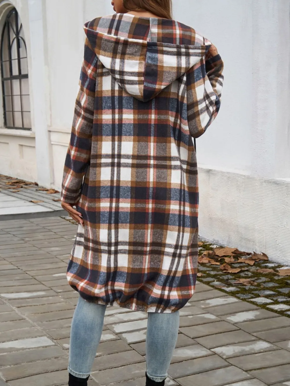 Plaid Zip Up Hooded Coat, image 18