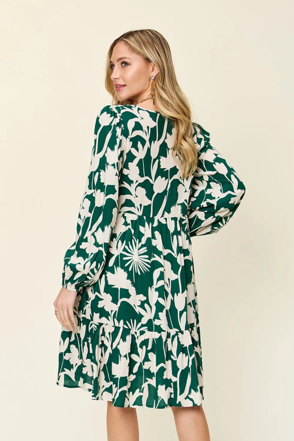 Full Size Printed Ruffle Hem Dress with Pocket, image 22