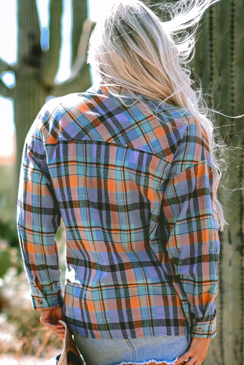 Plaid Collared Neck Long Sleeve Shirt, image 12