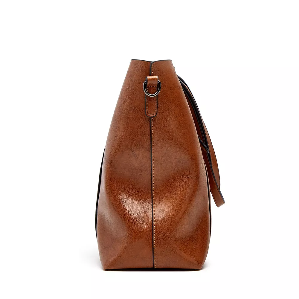 PU Leather Large Capacity Tote Shoulder Bag, image 4