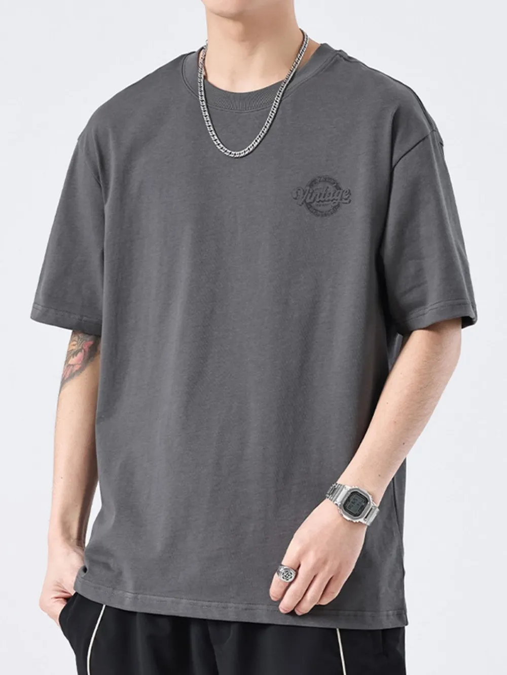 Men's Plus Size Round Neck half Sleeve T-Shirt, image 3