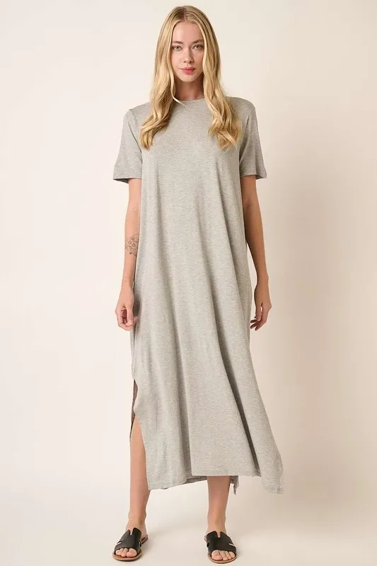 Side Slit Round Neck Short Sleeve Dress, image 4