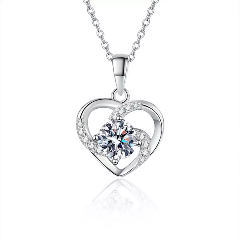 925 Sterling Silver Zircon Heart Necklace, image 6