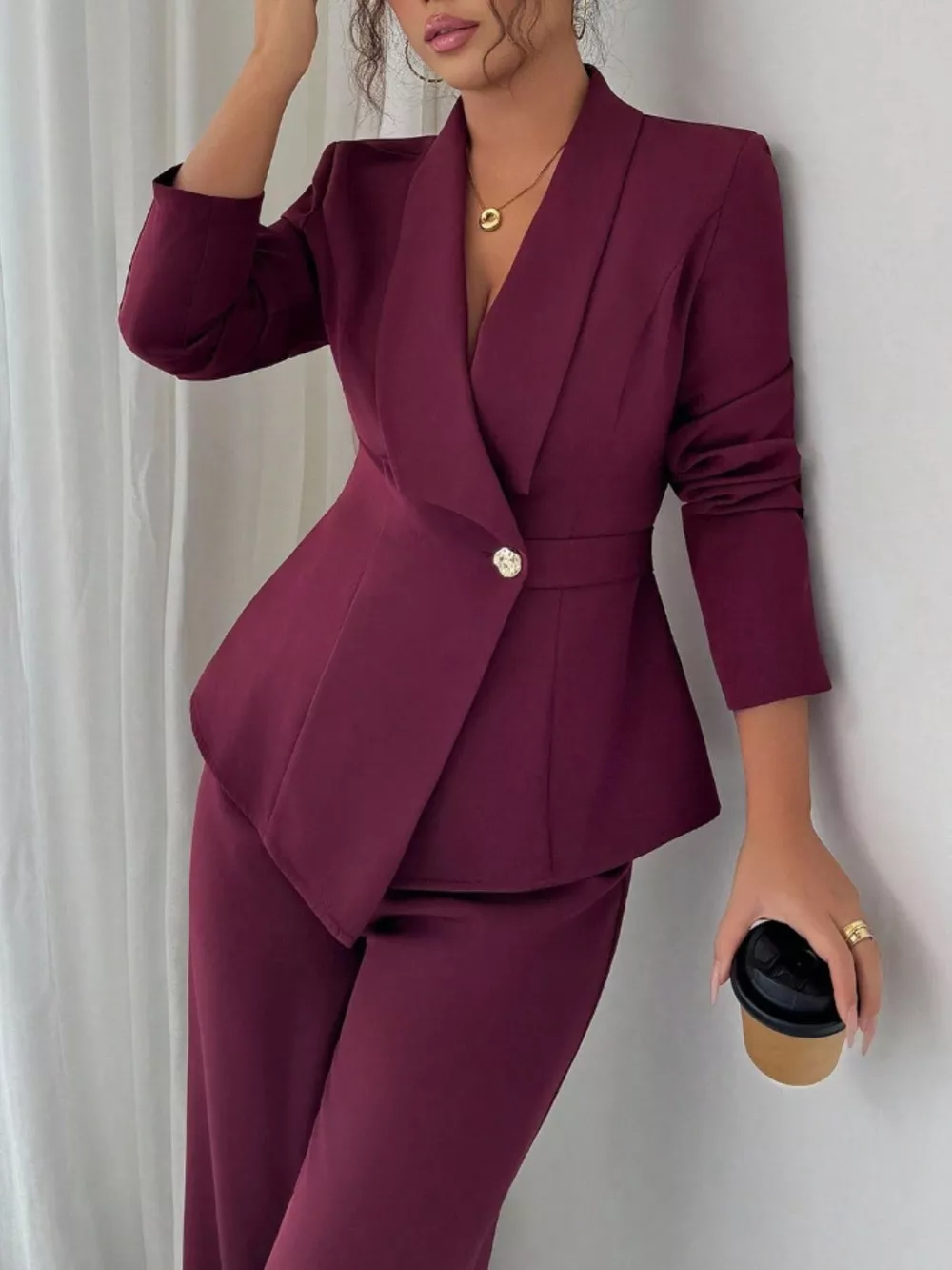 One Button Blazer and Pants Set, image 31
