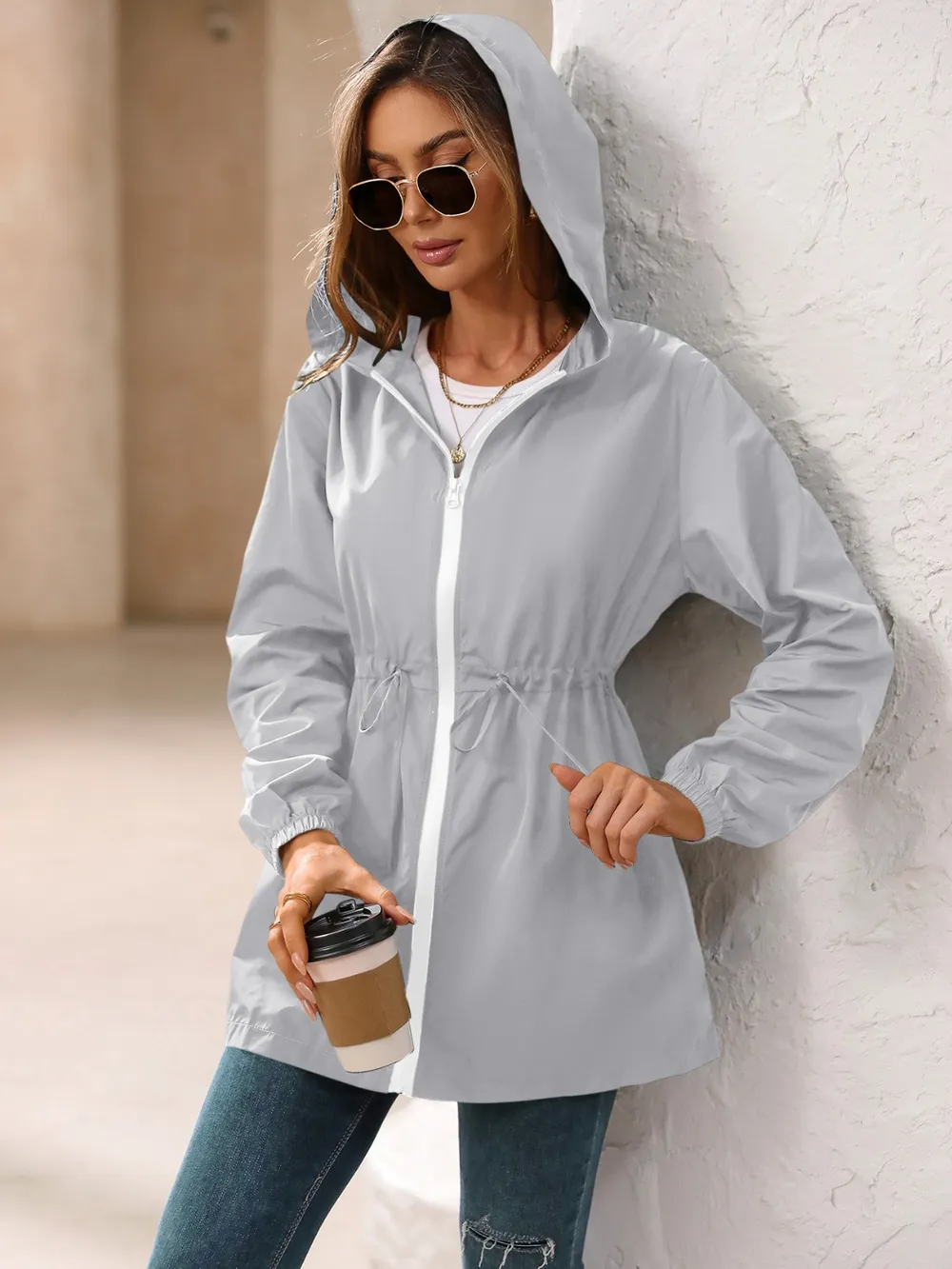 Outdoor Waterproof Long Sleeve Hooded Windbreaker, image 21