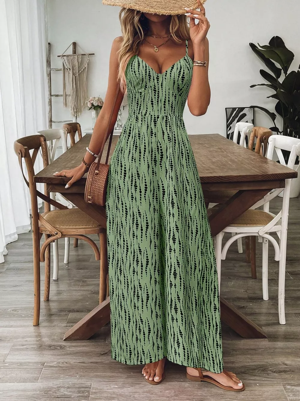 Spaghetti Strap Wide Leg Jumpsuit, image 7