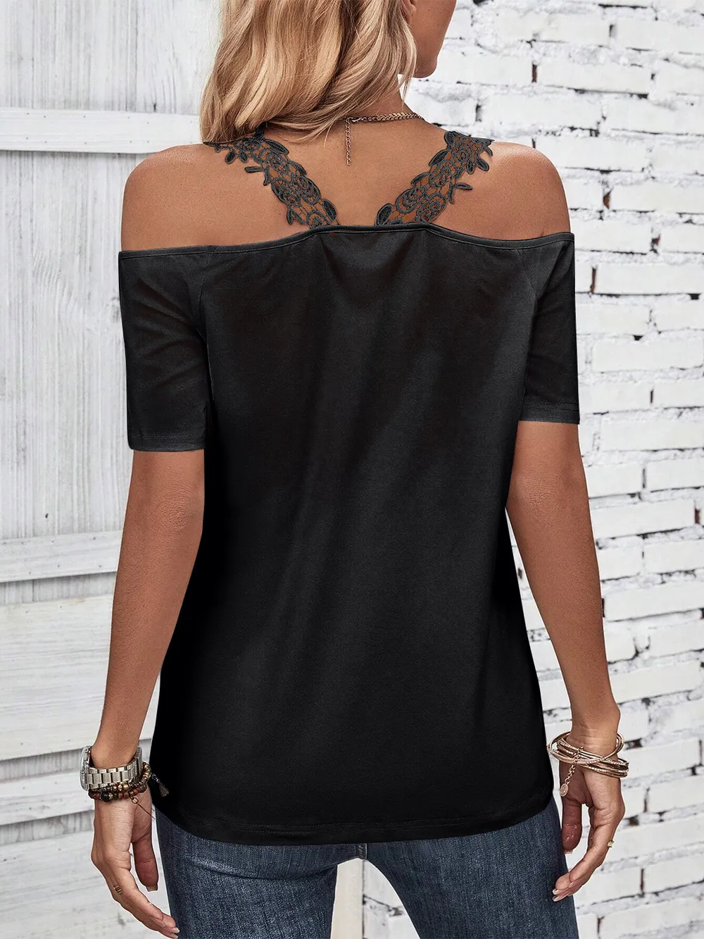 Full Size Lace Detail Short Sleeve T-Shirt, image 11