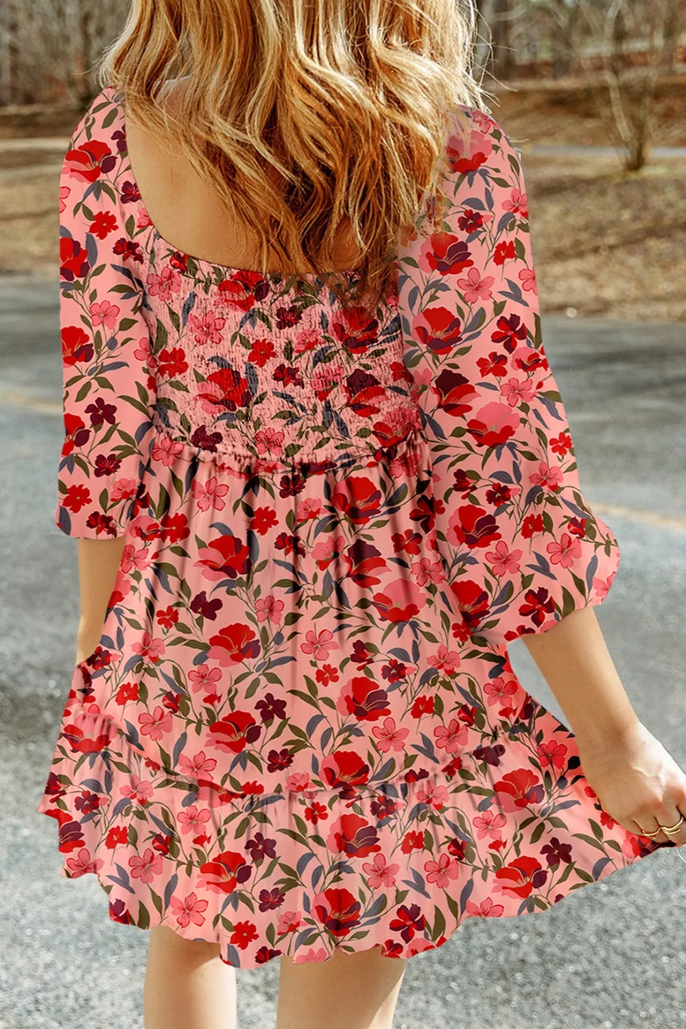 Floral Print Smocked Mini Dress, image 3