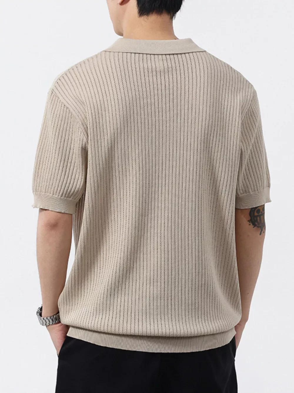 Men's Plus Size Ribbed Short Sleeve Polo, image 3