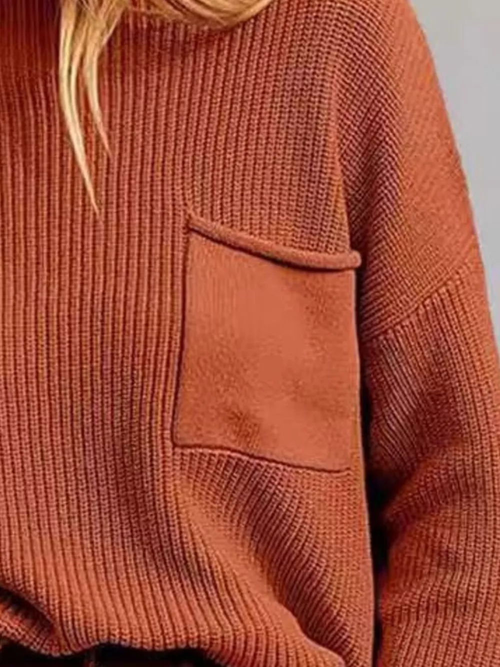 Pocket Detail Dropped Shoulder Sweater, image 12