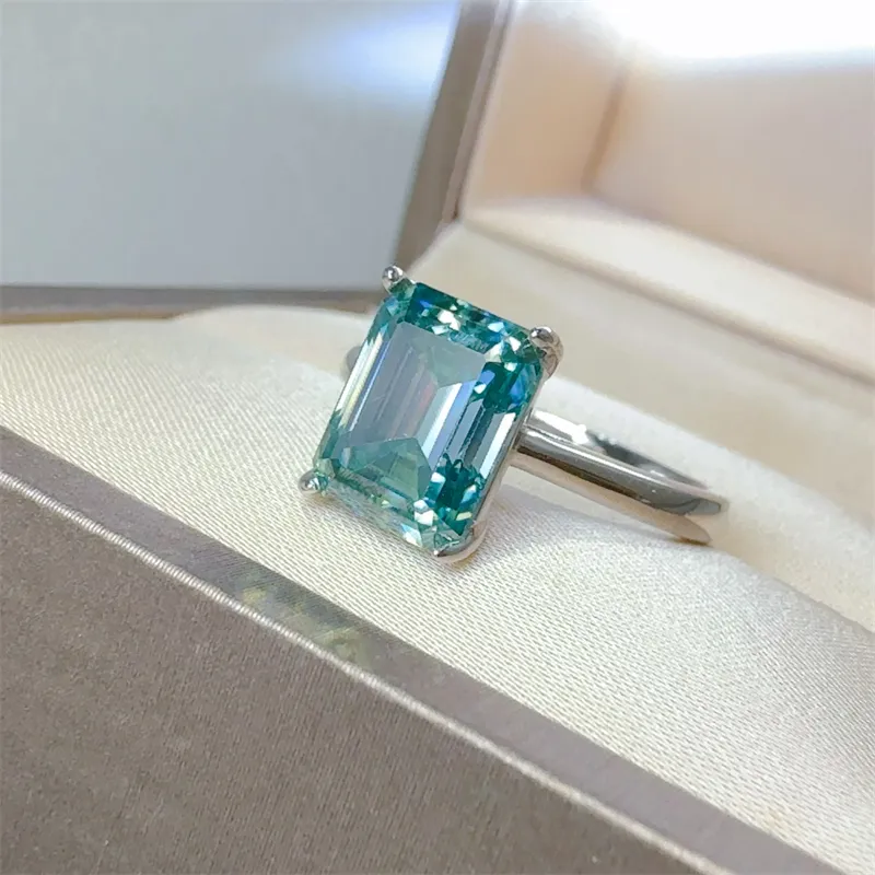 2 Carat 925 Sterling Silver Rectangle Shape Moissanite Ring, image 4