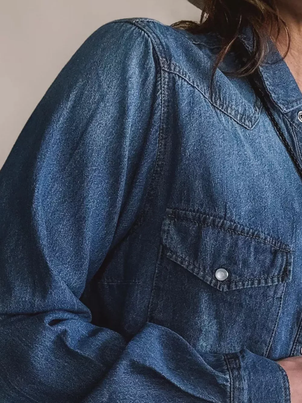 Washed Button Down Denim Shirt, image 3