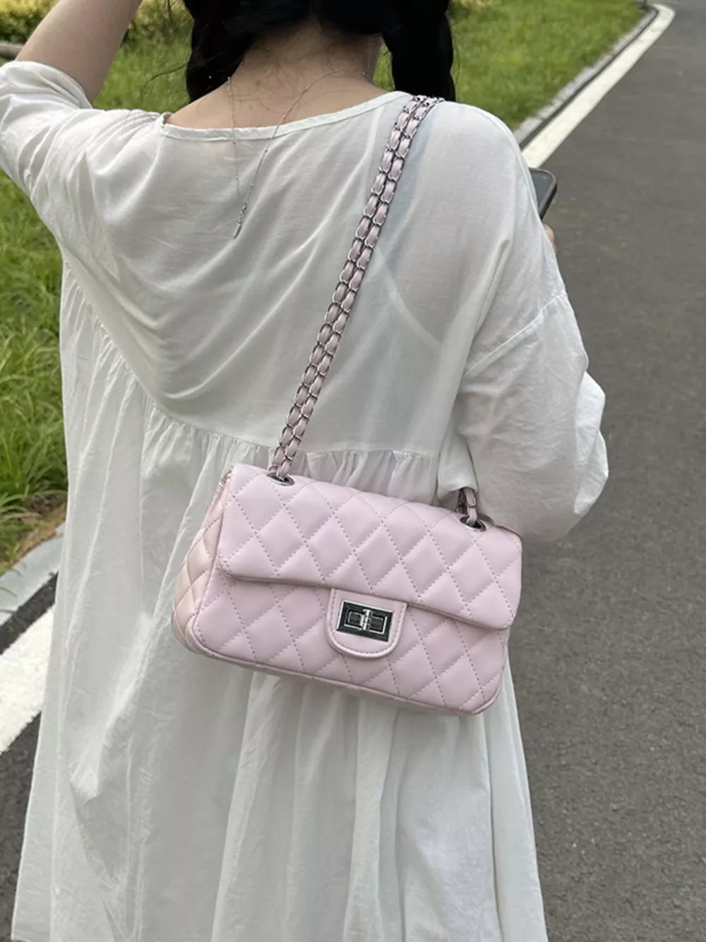 Quilted Chain Crossbody Bag, image 9