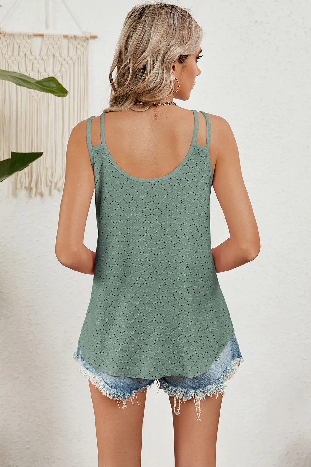 Eyelet V-Neck Double Spaghetti Straps Cami, image 9